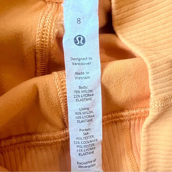 Lululemon Align High Rise Mango Dream Orange Ribbed Leggings Womens Size 8 - Picture 6 of 9